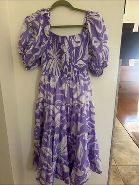 Pinch Lavender and White Floral Puff Sleeve Dress